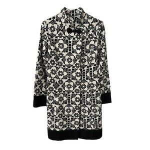 Vintage NWT Lilly Pulitzer Womens Size 0 Ivory Black Daria Cotton Jacquard Coat